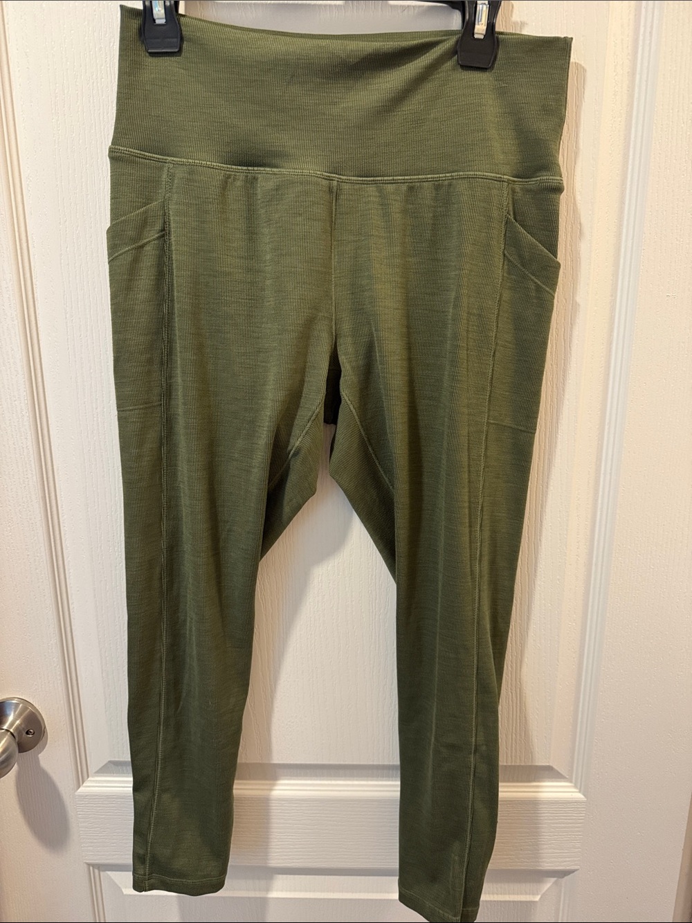 Prana Olive Green Leggings with Side Pockets